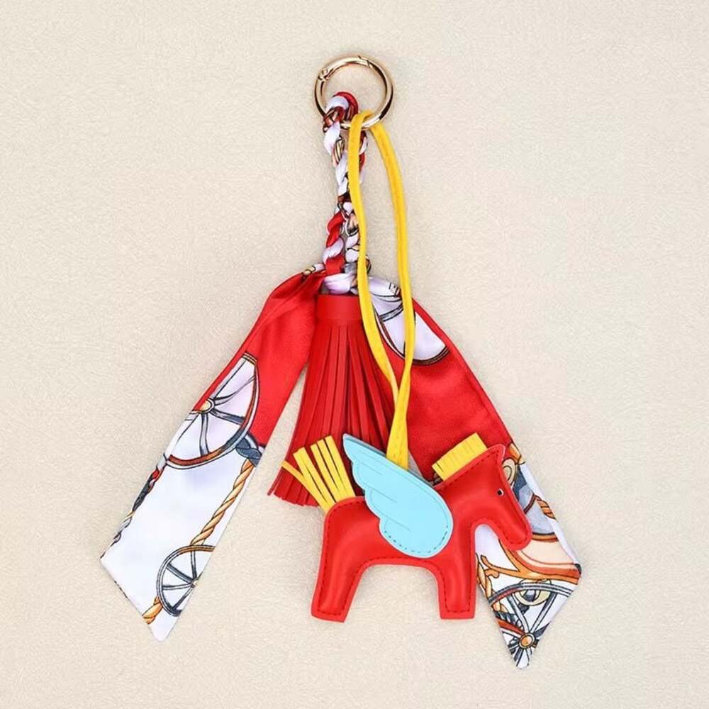 Red Horse & Tassel Charm w/ Twilly Scarf Bag Charms , Car charm